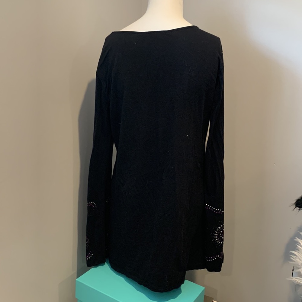 Black Embellished INC Blouse - Picture 2 of 4